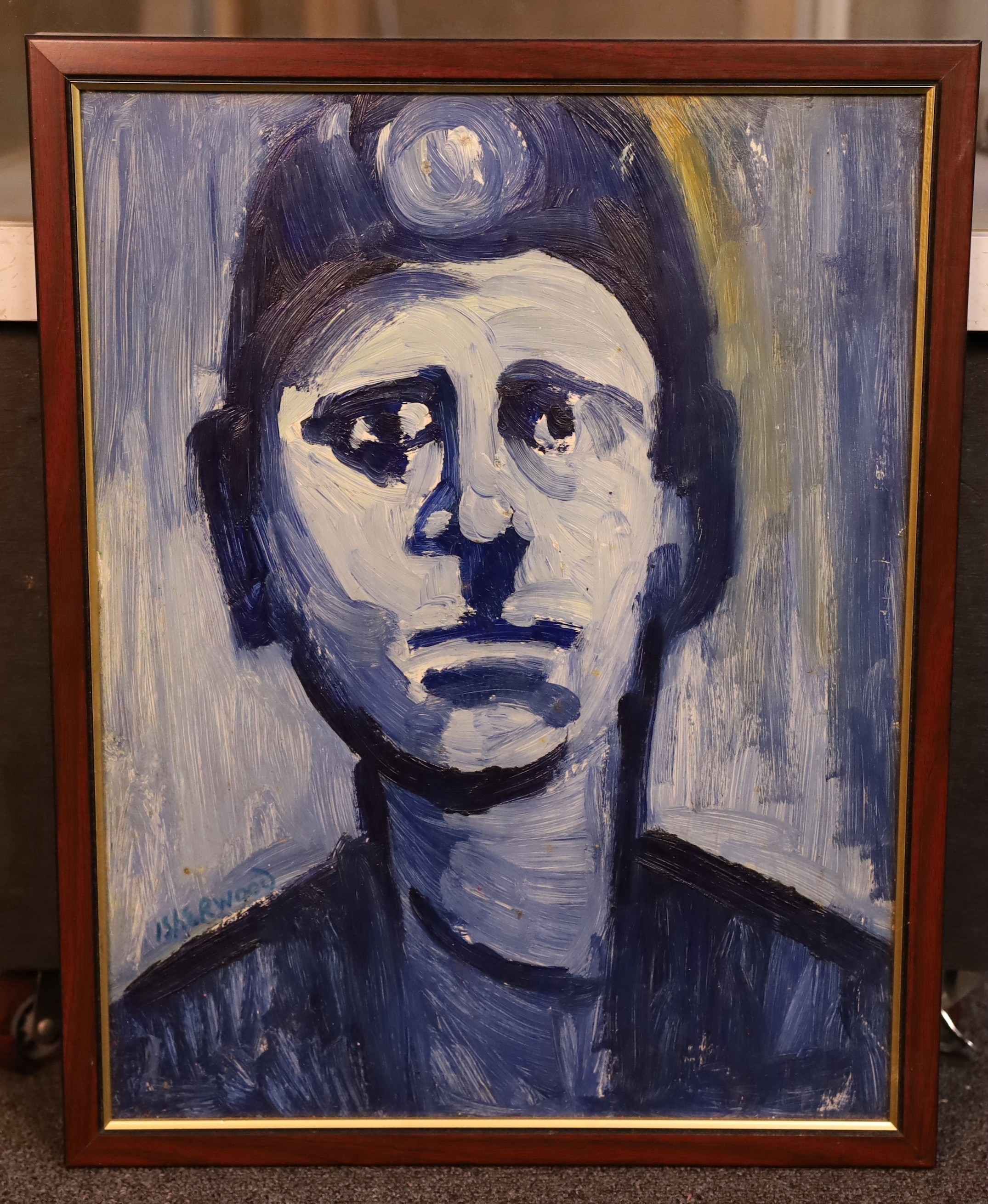 James Lawrence Isherwood (British, 1917-1989), 'Miner Wigan', oil on board, 44 x 34cm
